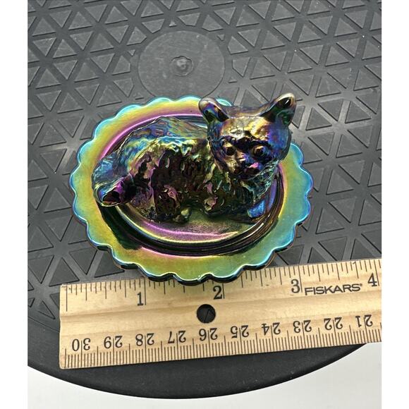 Rare Vintage Mosser Iridescent Carnival Glass Cat Nest - Picture 7 of 9
